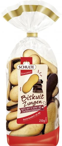 Schulte Feingebäck Schoko Biskuitzungen Zartbitter 3 Schulte Feingebäck Schoko Biskuitzungen Zartbitter
