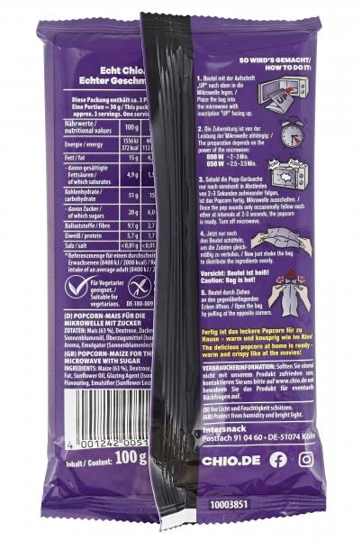 Chio Mikrowellen Popcorn Süß 5 Chio Mikrowellen Popcorn Süß – Bild 3