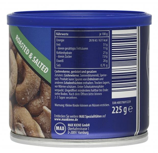 Max Jumbo Cashews Geröstet & Gesalzen 4 Max Jumbo Cashews Geröstet & Gesalzen – Bild 2