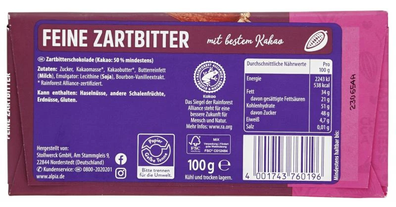 Alpia Zartbitter 4 Alpia Zartbitter – Bild 2