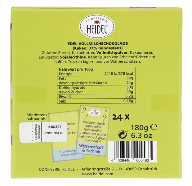 Heidel Wissensquiz Schokotäfelchen 4 Heidel Wissensquiz Schokotäfelchen – Bild 2