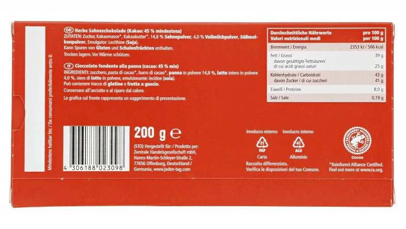 Jeden Tag Herbe Sahne-Schokolade 4 Jeden Tag Herbe Sahne-Schokolade – Bild 2