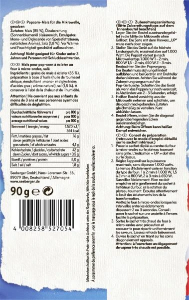 Seeberger Mikrowellen Popcorn Salzig 4 Seeberger Mikrowellen Popcorn Salzig – Bild 2